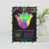 Uitnodiging voor Cosmic Bowling Meisjes Verjaardag (Staand voorkant)