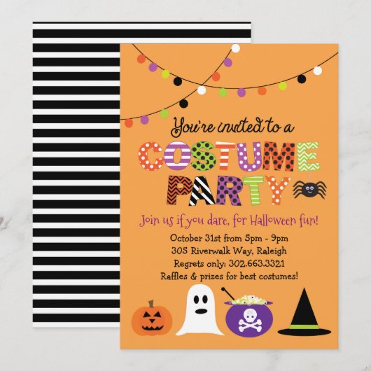 Uitnodiging voor Costume-partij Halloween (Voorkant / Achterkant)