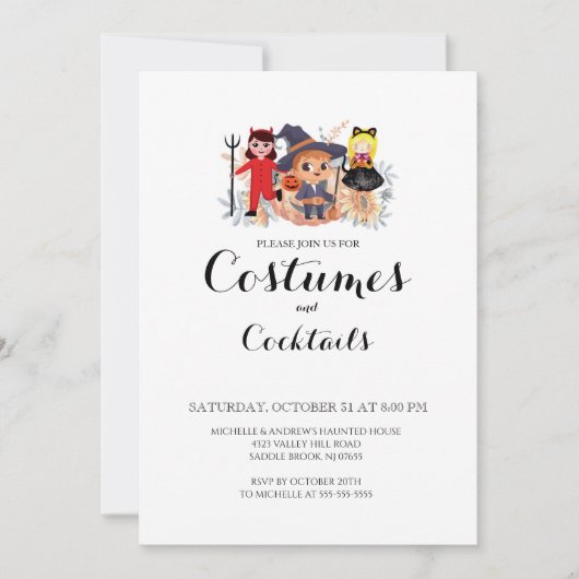 Uitnodiging voor Costumes & Cocktail Halloween-fee (Voorkant)