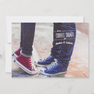 Uitnodiging voor couples shower met sneakers en bl