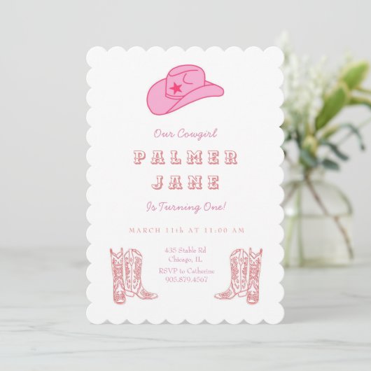 uitnodiging voor Cowgirl Birthday (Staand voorkant)