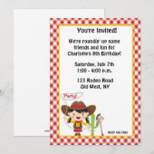 uitnodiging voor Cowgirl Birthday (Voorkant / Achterkant)