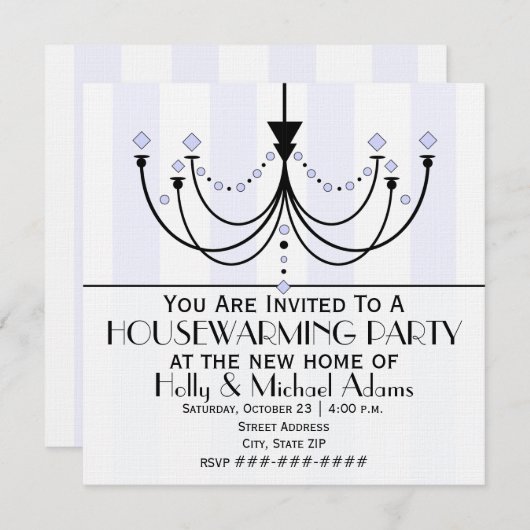 Uitnodiging voor Crystal Chandelier Housewarming P (Voorkant / Achterkant)