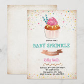 Uitnodiging voor cupcake baby sprinkle feestje (Voorkant / Achterkant)