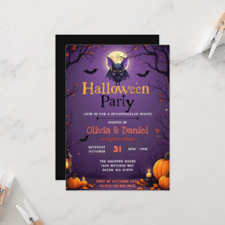 Uitnodiging voor Cute Bat Halloween-feestje