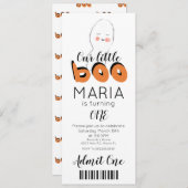 Uitnodiging voor Cute Ghost Boo Ticket Style Feest (Voorkant / Achterkant)