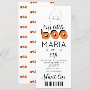Uitnodiging voor Cute Ghost Boo Ticket Style Feest
