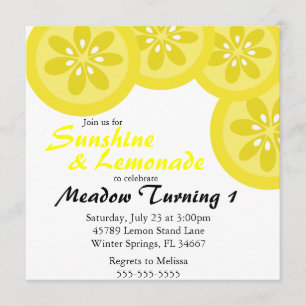 Uitnodiging voor Cute Sunshine & Lemonade Party