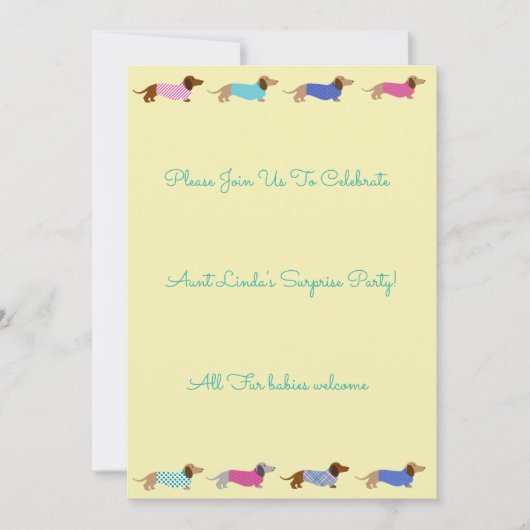 Uitnodiging voor Dachshund Party (Voorkant)