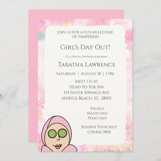 Uitnodiging voor damesdag spa (Voorkant / Achterkant)