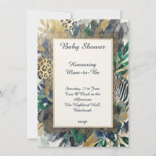 Uitnodiging voor Dark Jungle Safari Baby Shower
