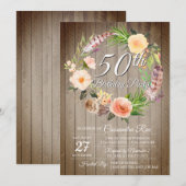 Uitnodiging voor de 50e verjaardag van de vrouw (Voorkant / Achterkant)