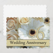 Uitnodiging voor de 6e verjaardagsroos (Voorkant / Achterkant)