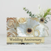 Uitnodiging voor de 6e verjaardagsroos (Staand voorkant)