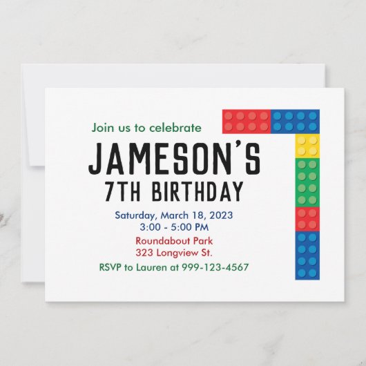 Uitnodiging voor de 7e partij voor het blokkeren v (Voorkant)