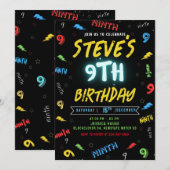 Uitnodiging voor de 9e verjaardag (Voorkant / Achterkant)