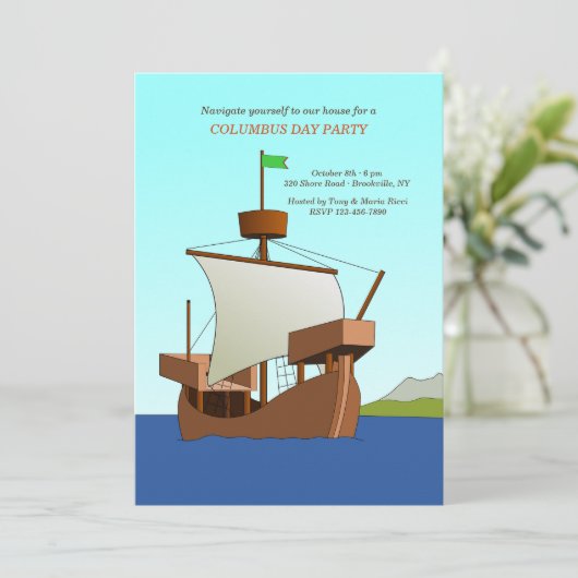 Uitnodiging voor de Age of Discovery Columbus Day (Staand voorkant)