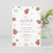 Uitnodiging voor de babyborrel "De Rode Appel van (Staand voorkant)