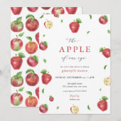 Uitnodiging voor de babyborrel "De Rode Appel van (Voorkant / Achterkant)