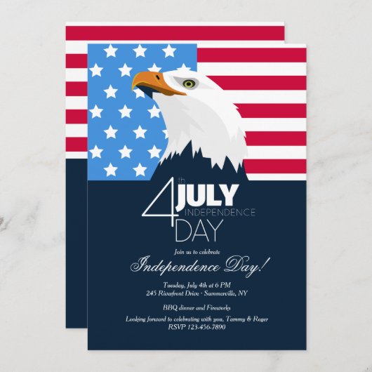 Uitnodiging voor de Bald Eagle Independence Day (Voorkant / Achterkant)