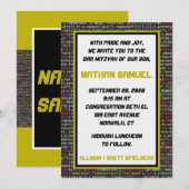 Uitnodiging voor de Bar Mitswa van Coder's Party (Voorkant / Achterkant)