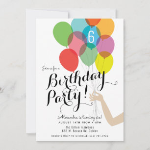 Uitnodiging voor de Bright Birthday Balloons Party