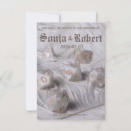  uitnodiging voor de bruiloft RPG Dice (Voorkant)