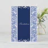 uitnodiging voor de bruiloft van marine Damask (Staand voorkant)