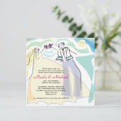 Uitnodiging voor de bruiloft van Wine Joods (Staand voorkant)