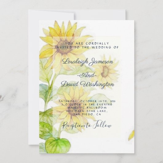 Uitnodiging voor de bruiloft van zonnebloemen (Voorkant)