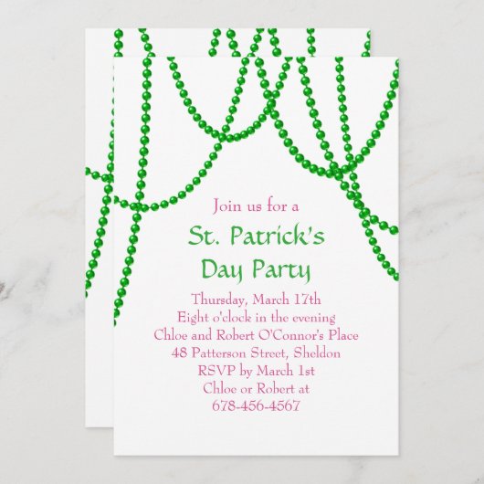 Uitnodiging voor de dag van de St. Patrick (Voorkant / Achterkant)