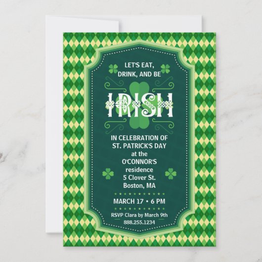 Uitnodiging voor de dag van de St. Patrick (Voorkant)