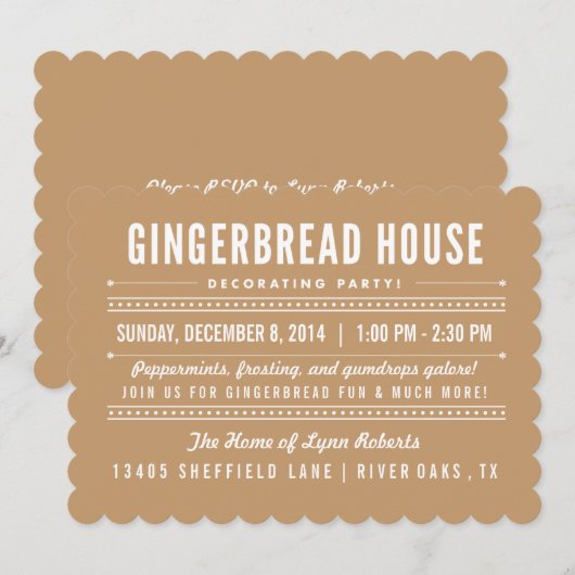 Uitnodiging voor de Decoratieve Partij van Gingerb (Voorkant / Achterkant)