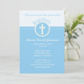 Uitnodiging voor de doop Kind van God Blauwe Jonge (Staand voorkant)