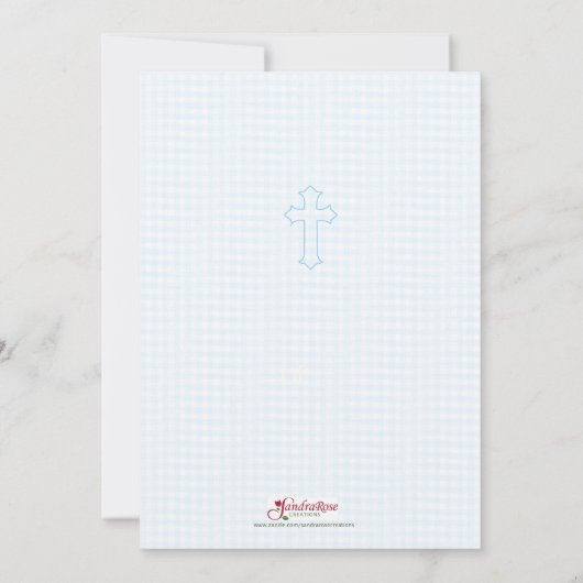 Uitnodiging voor de doop Kind van God Blauwe Jonge (Achterkant)