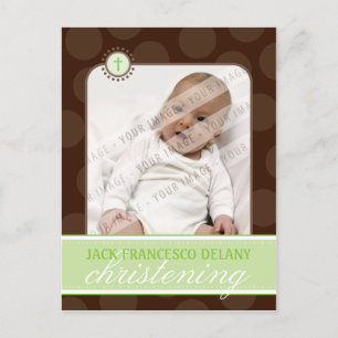UITNODIGING VOOR DE DOOP:: polka dot - lime green Briefkaart