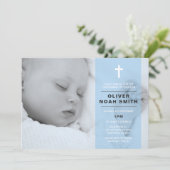 Uitnodiging voor de doop van een baby jongen (Staand voorkant)