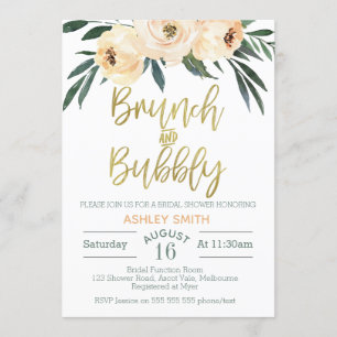 Uitnodiging voor de douche Brunch en bubbly floral