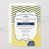 Uitnodiging voor de douche Navy Blue en Yellow Bri (Voorkant / Achterkant)