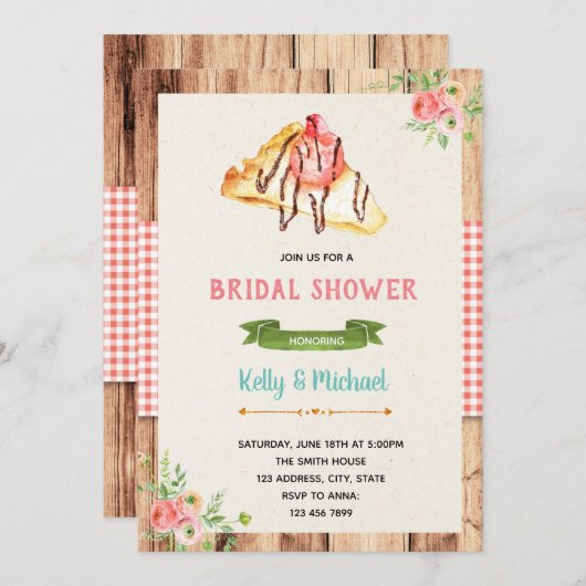 Uitnodiging voor de douche van krepe-brudal (Voorkant / Achterkant)