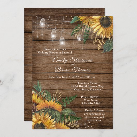 Uitnodiging voor de douche voor de bruiloft van de (Voorkant / Achterkant)