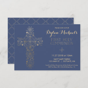 Uitnodiging voor de eerste Heilige Communie, Goude