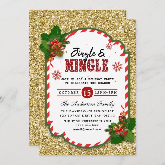 Uitnodiging voor de feestdag in Jingle & Mingle (Voorkant / Achterkant)