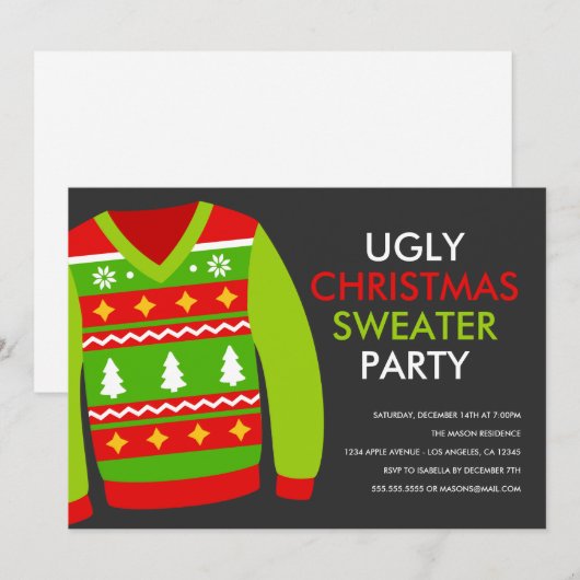 Uitnodiging voor de feestdag met de feestdag voor  (Voorkant / Achterkant)