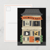 Uitnodiging voor de Haunted House Halloween Party (Voorkant / Achterkant)