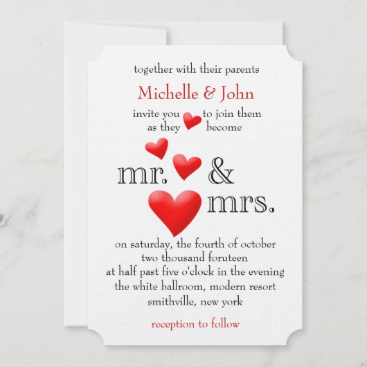 Uitnodiging voor de heer & mevrouw Wedding (Voorkant)