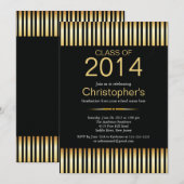 Uitnodiging voor de moderne Gold Stripes Graduatio (Voorkant / Achterkant)