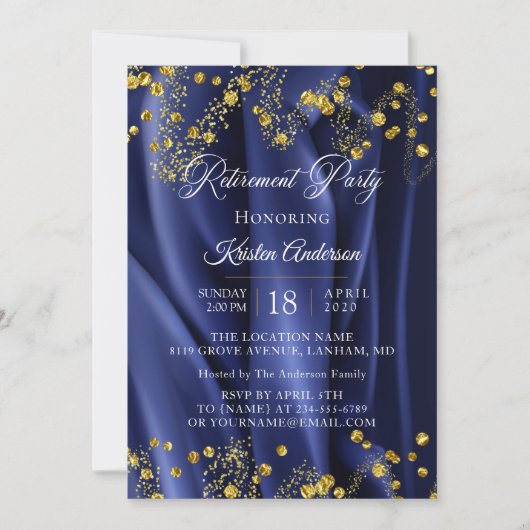 Uitnodiging voor de "Navy Modern Gold Retirement P (Voorkant)