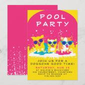 Uitnodiging voor de partij Doggie Pool |  (Voorkant / Achterkant)
