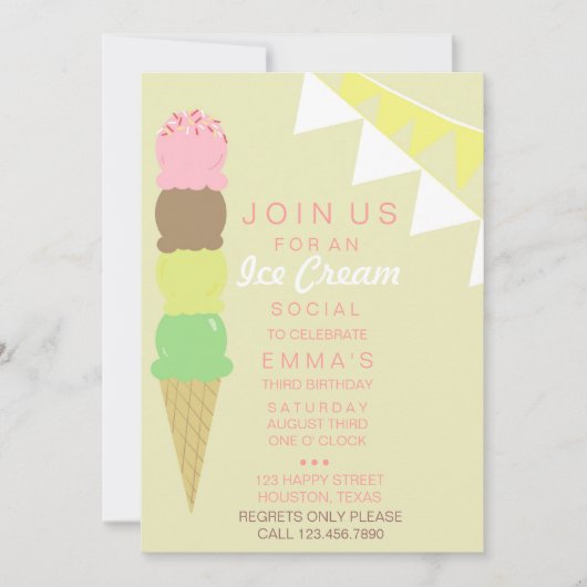 Uitnodiging voor de sociale partij Ice Cream (Voorkant)